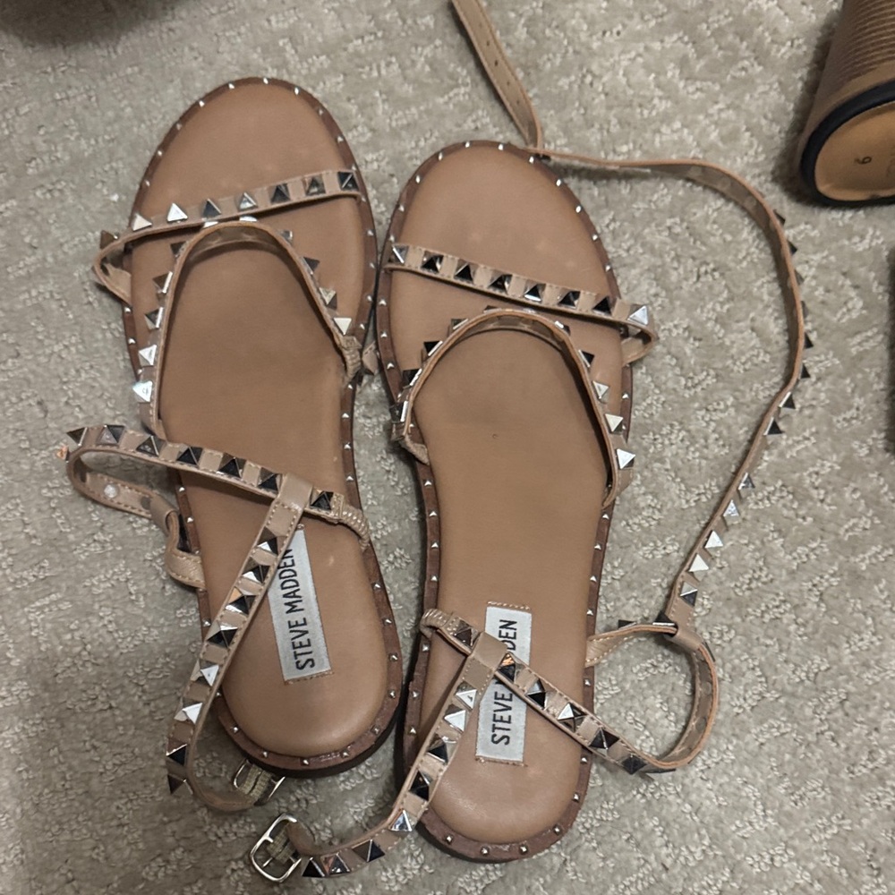 Steve Madden Brown Studded Sandals